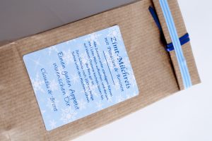 Zimt-Milchreis Mischung - Anleitung auf Klebe-Etiketten Snowflakes 55 x 85 mm