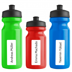 spülmaschinenfeste Namensetiketten für Wasserflaschen 70 x 25 mm