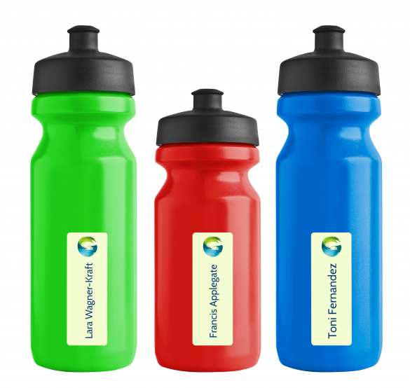 spülmaschinenfeste Namensetiketten für Wasserflaschen