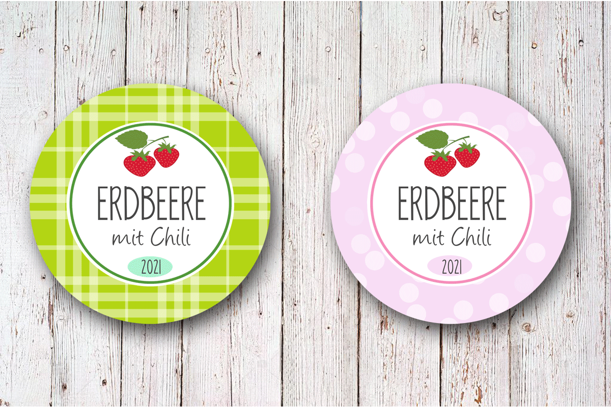Erdbeer Etiketten selbst gestalten - watsonLABEL