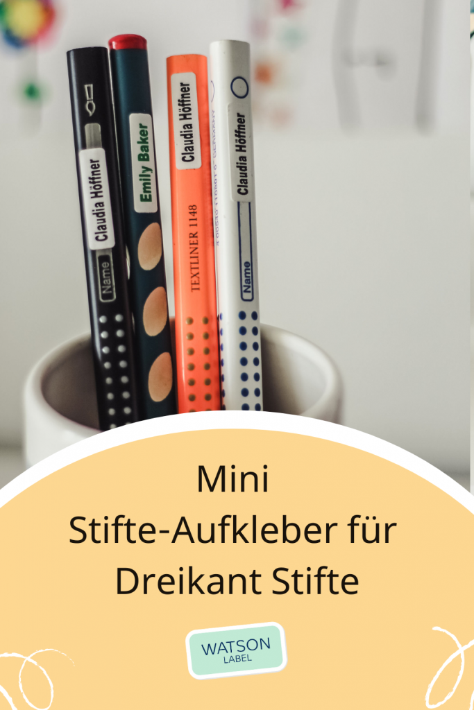 Mini Stifte Aufkleber im Format 23 x 6 mm fuer Faber Castell Dreikant-Stifte, Lyra Dreikant Farbstifte oder Stabilo Easy Colors. D