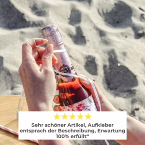 Praxisbeispiele: personalisierte-jga-flaschenetiketten-fuer-piccolos mit der Bewertung" sehr schöner Artikel, Aufkleber entsprach der Beschreibung, Erwartung 100% erfüllt."